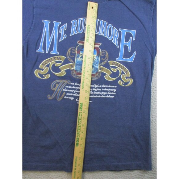 Vintage Single Stitch Shirt Men's Large Mount Rushmore South Dakota Blue 90s - Picture 4 of 9